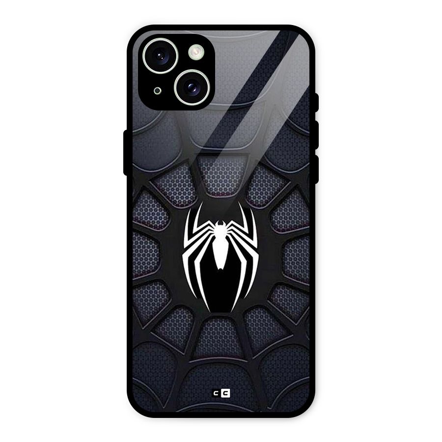 Black Web Glass Back Case for iPhone 15 Plus