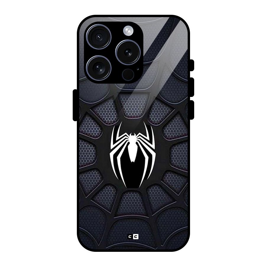 Black Web Glass Back Case for iPhone 15 Pro