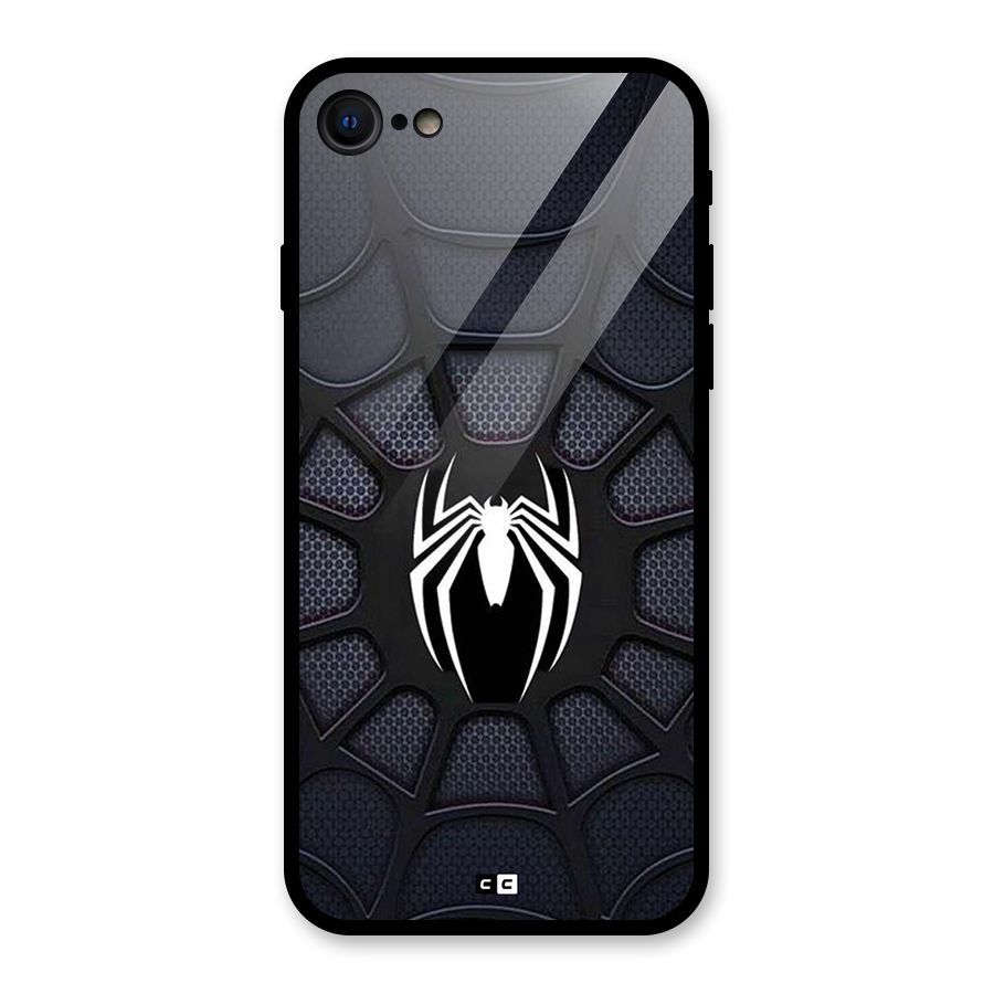 Black Web Glass Back Case for iPhone 8