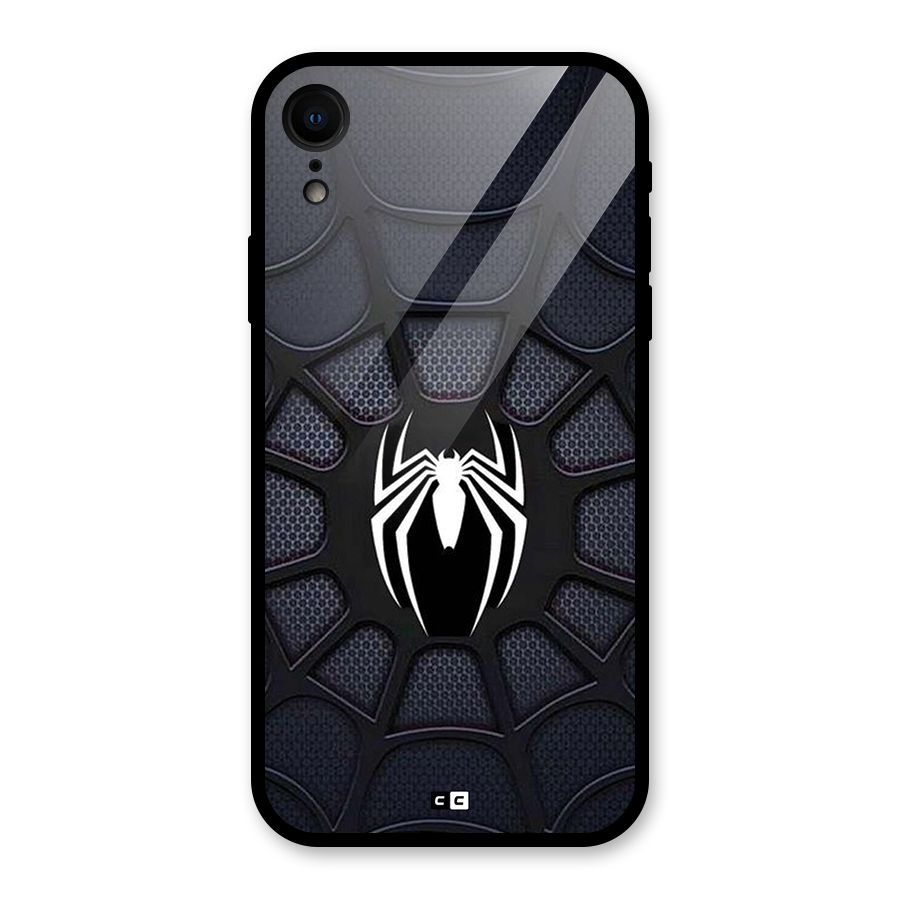 Black Web Glass Back Case for iPhone XR