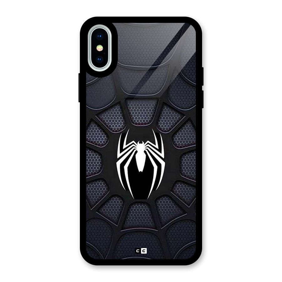 Black Web Glass Back Case for iPhone XS