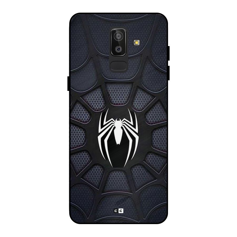 Black Web Metal Back Case for Galaxy J8