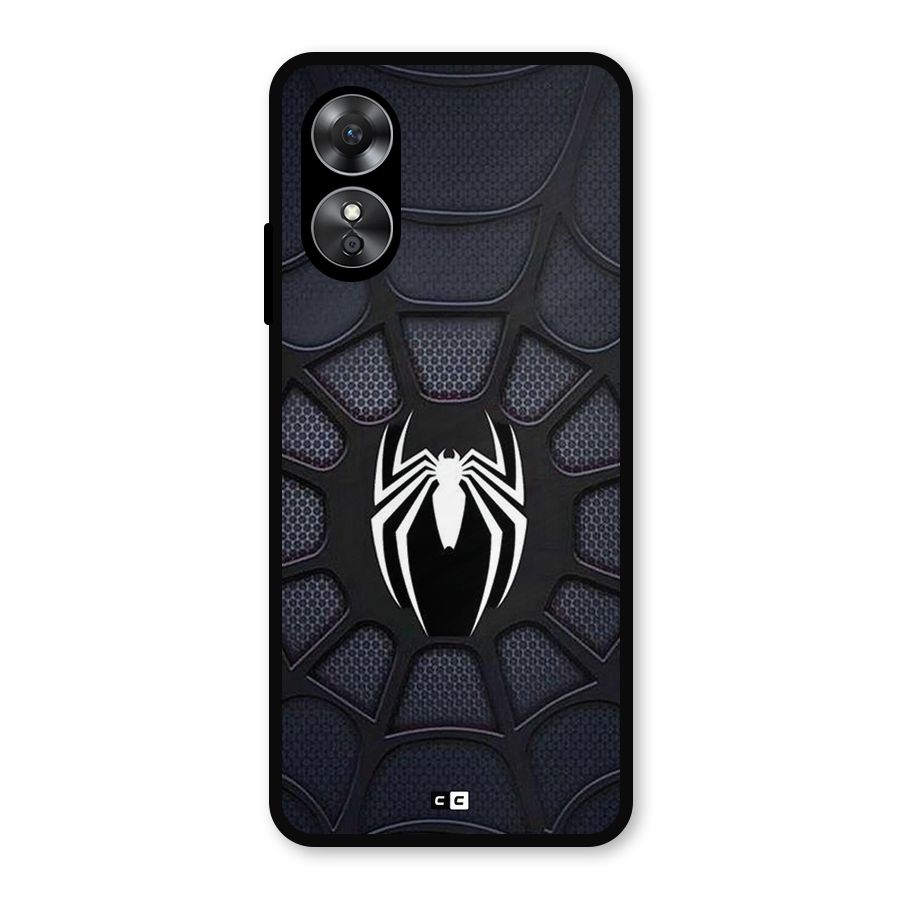 Black Web Metal Back Case for Oppo A17