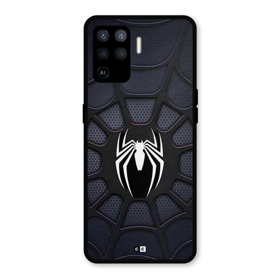 Black Web Metal Back Case for Oppo F19 Pro