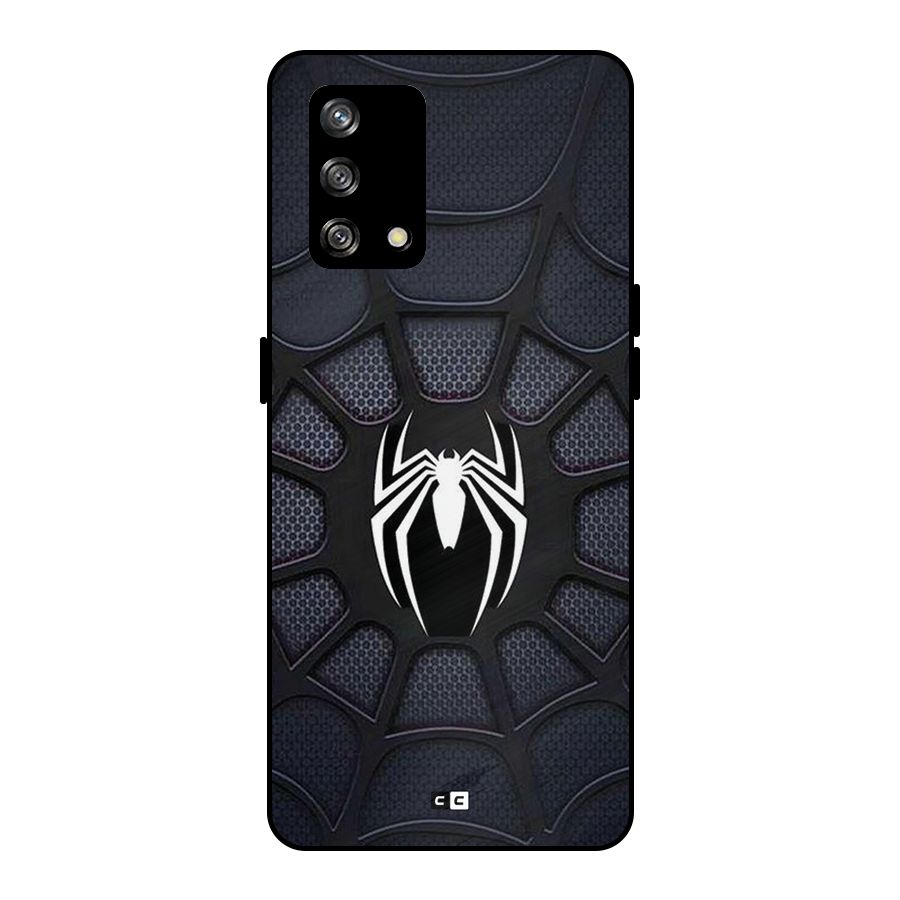 Black Web Metal Back Case for Oppo F19s