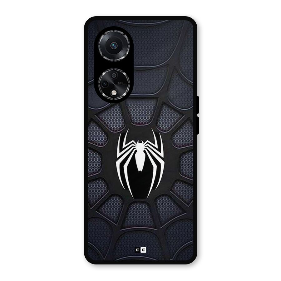 Black Web Metal Back Case for Oppo F23