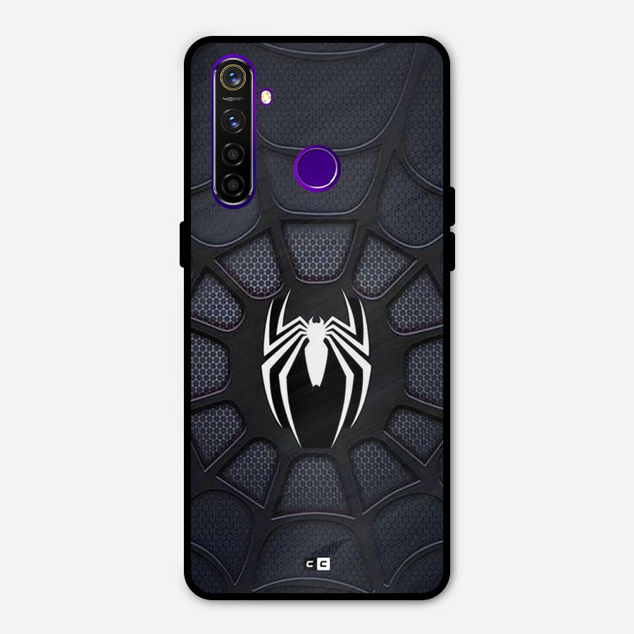Black Web Metal Back Case for Realme 5 Pro
