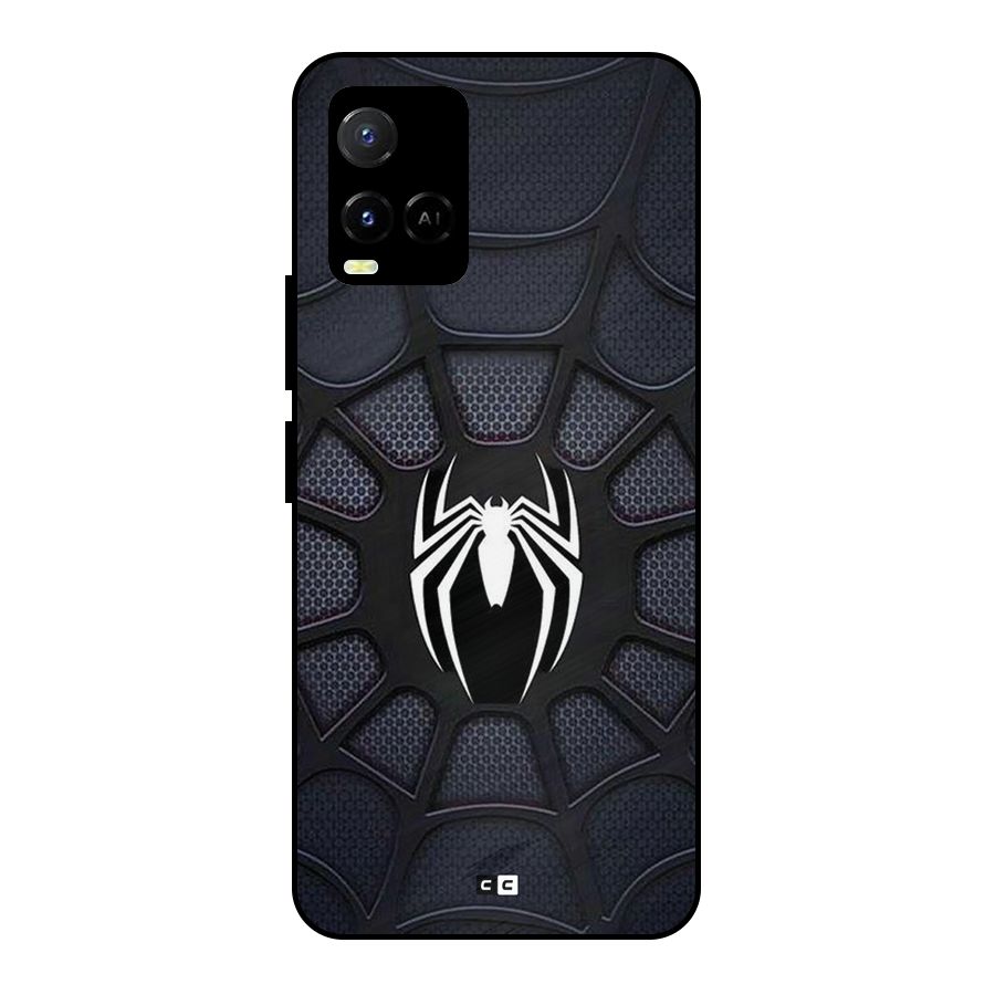 Black Web Metal Back Case for Vivo Y33s