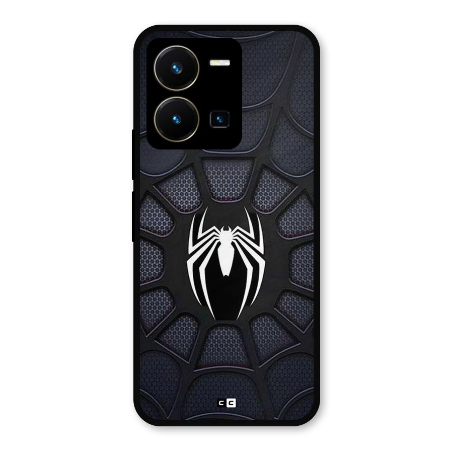 Black Web Metal Back Case for Vivo Y35
