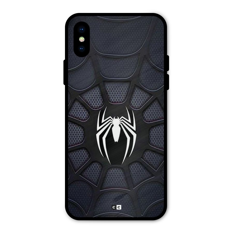 Black Web Metal Back Case for iPhone XS
