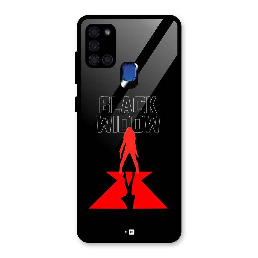 Black Widow Glass Back Case for Galaxy A21s