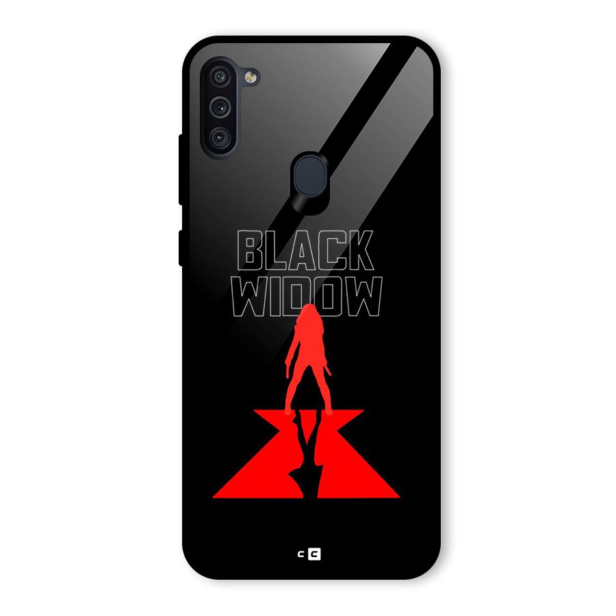 Black Widow Glass Back Case for Galaxy M11