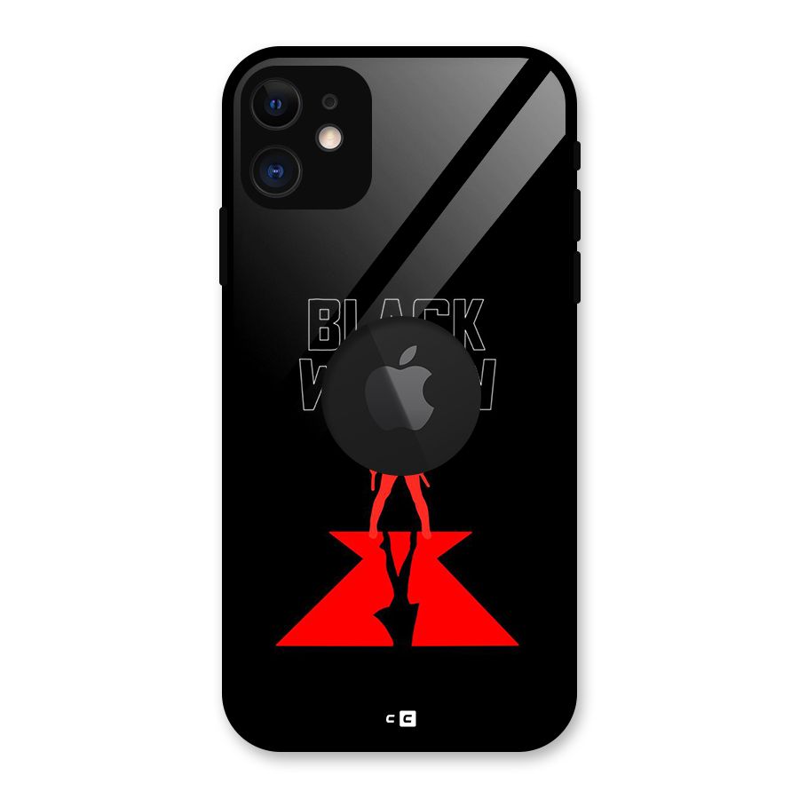 Black Widow Glass Back Case for iPhone 11 Logo Cut