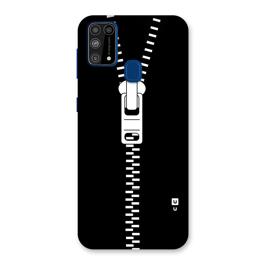 Black Zipper Glass Back Case for Galaxy F41