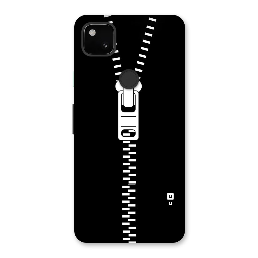 Black Zipper Glass Back Case for Google Pixel 4a
