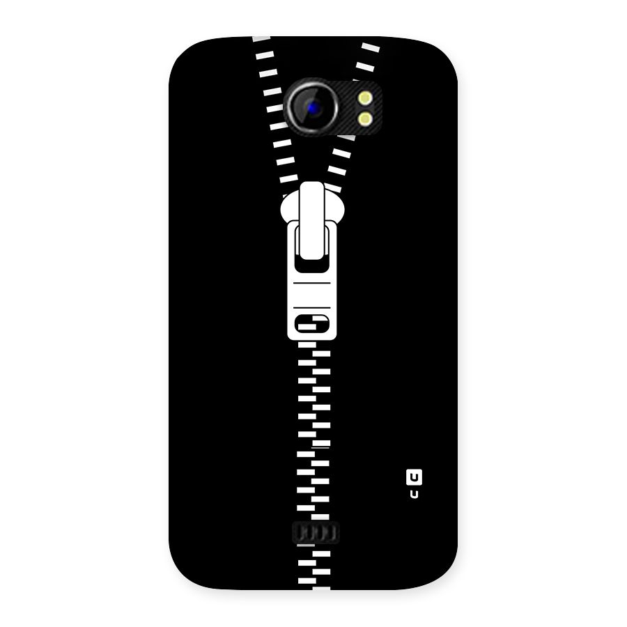 Black Zipper Back Case for Micromax Canvas 2 A110