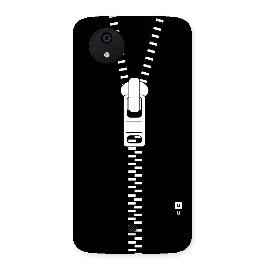 Black Zipper Back Case for Micromax Canvas A1