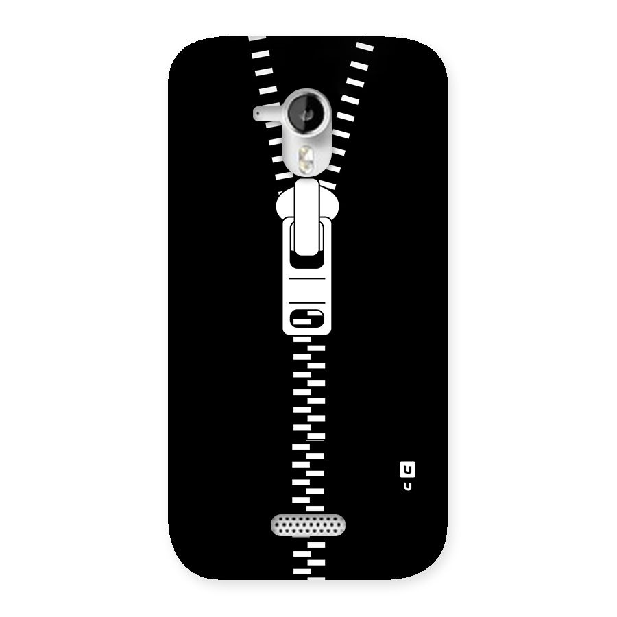 Black Zipper Back Case for Micromax Canvas HD A116