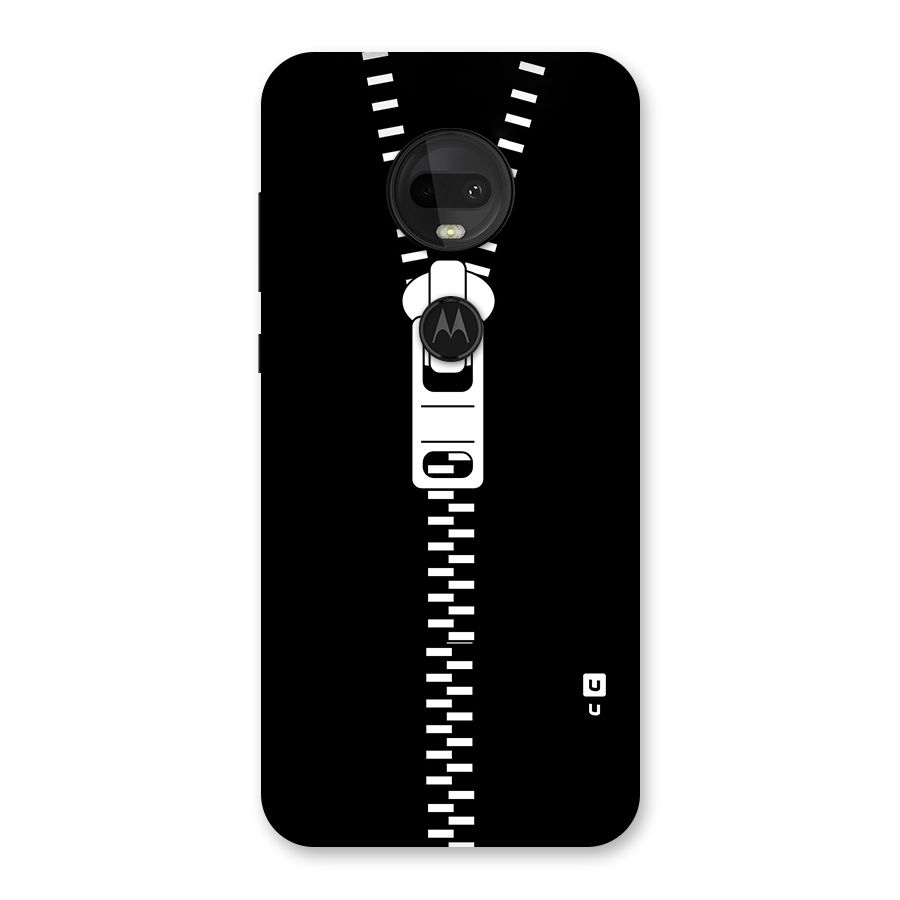 Black Zipper Back Case for Moto G7