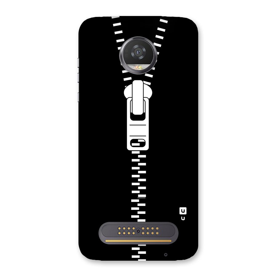 Black Zipper Back Case for Moto Z2 Play