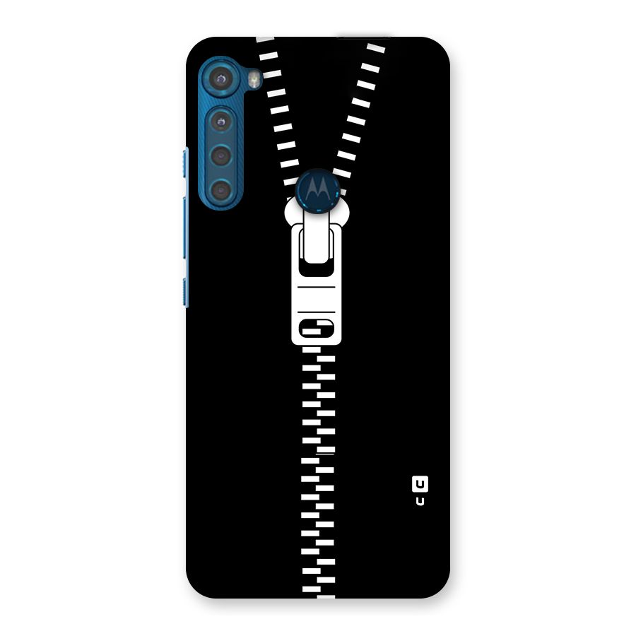 Black Zipper Back Case for Motorola One Fusion Plus
