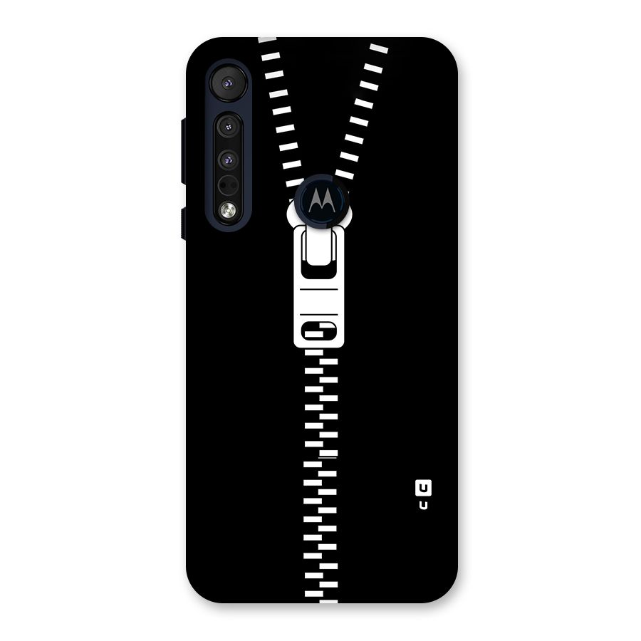 Black Zipper Back Case for Motorola One Macro