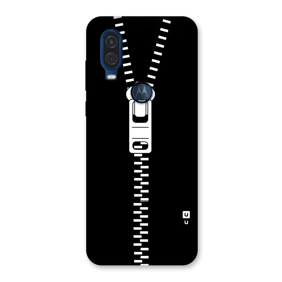 Black Zipper Back Case for Motorola One Vision