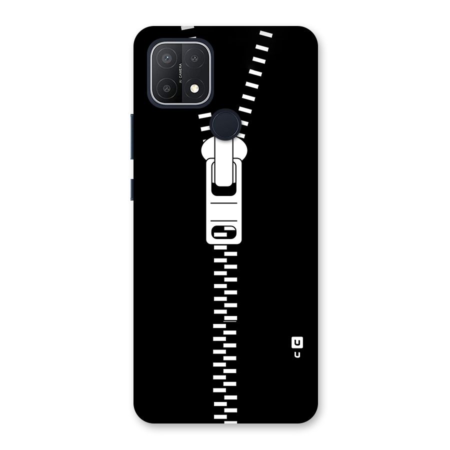Black Zipper Back Case for Oppo A15s