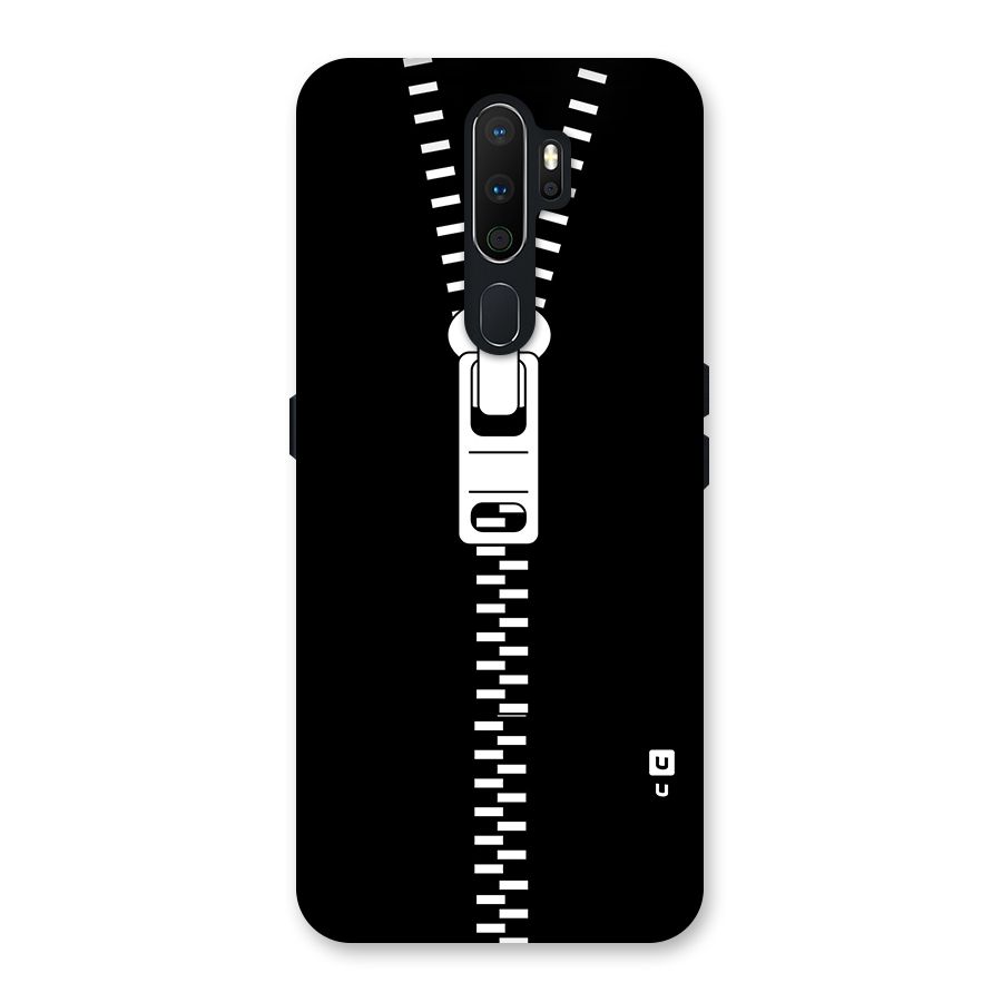 Black Zipper Back Case for Oppo A5 (2020)