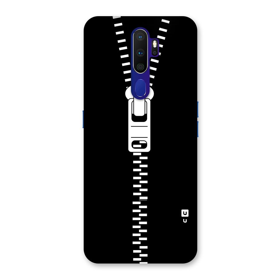 Black Zipper Back Case for Oppo A9 (2020)