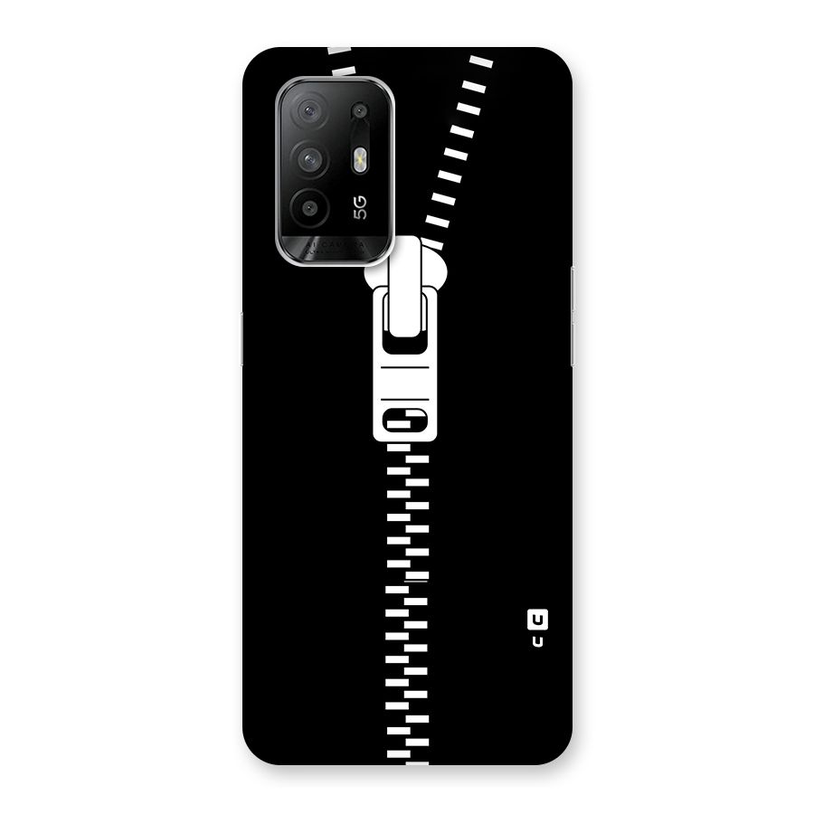 Black Zipper Glass Back Case for Oppo F19 Pro Plus 5G