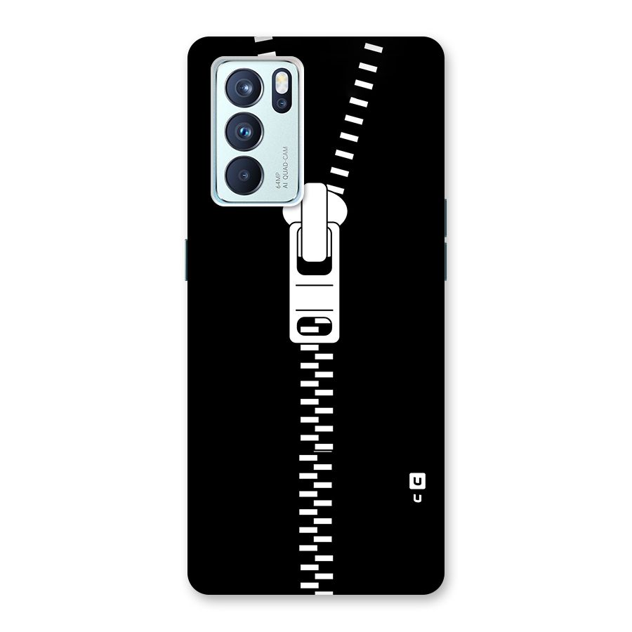 Black Zipper Glass Back Case for Oppo Reno6 Pro 5G