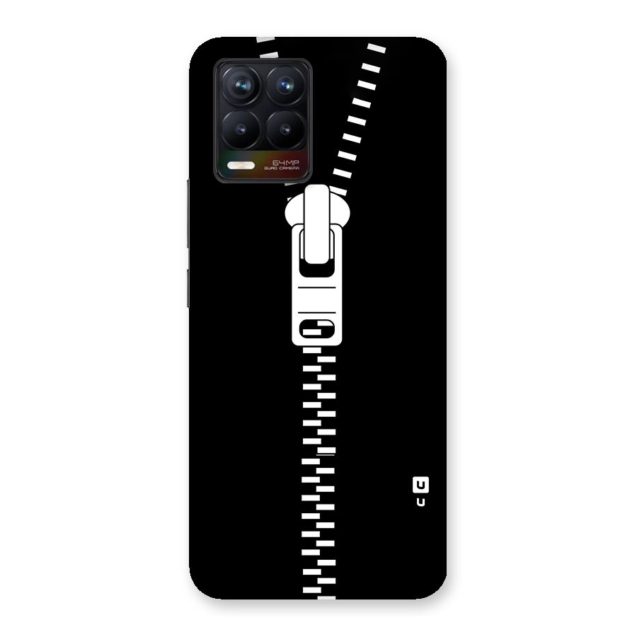 Black Zipper Glass Back Case for Realme 8