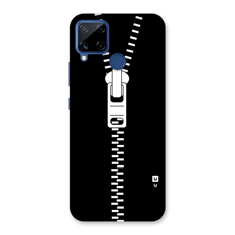 Black Zipper Glass Back Case for Realme Narzo 30A