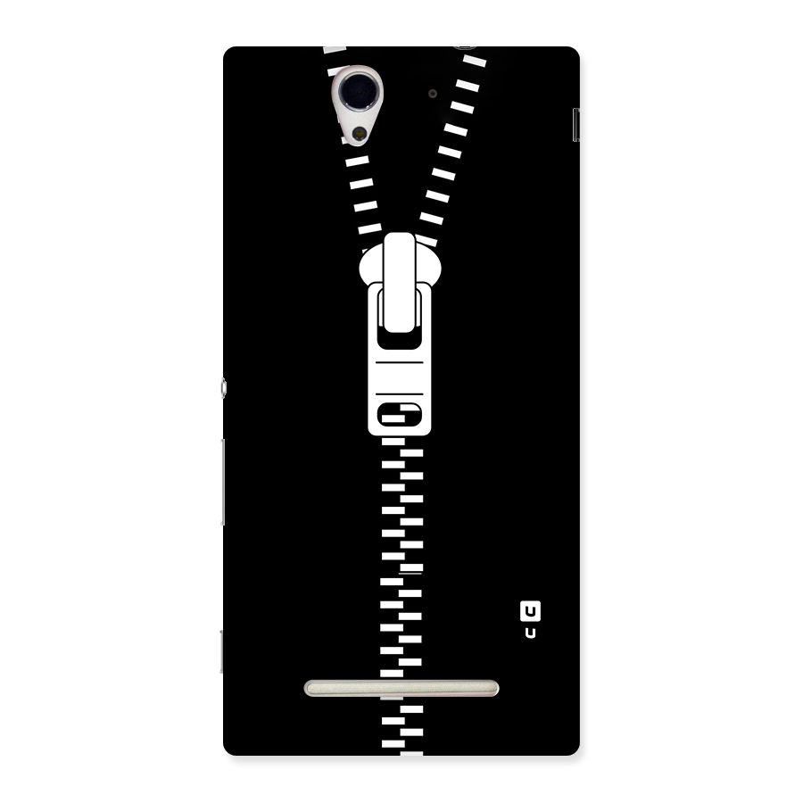 Black Zipper Back Case for Sony Xperia C3