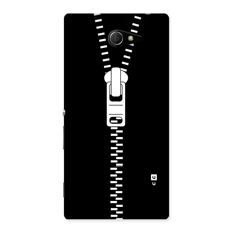 Black Zipper Back Case for Sony Xperia M2