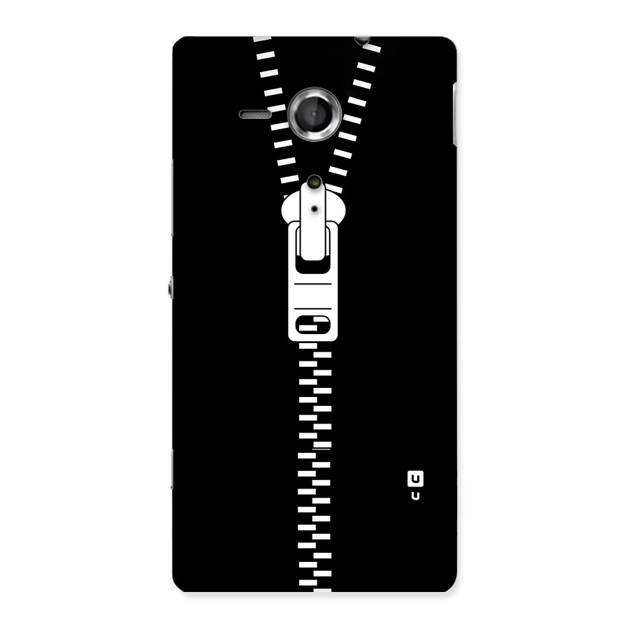 Black Zipper Back Case for Sony Xperia SP