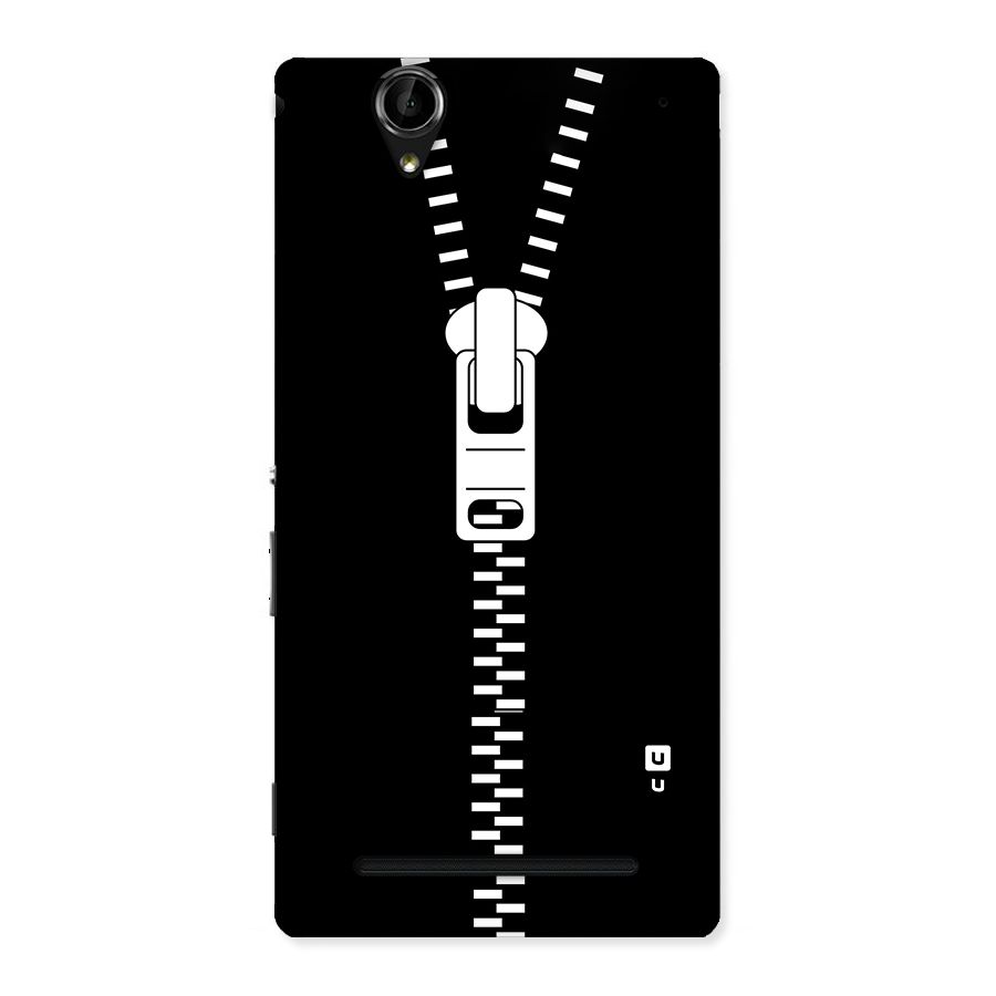 Black Zipper Back Case for Sony Xperia T2