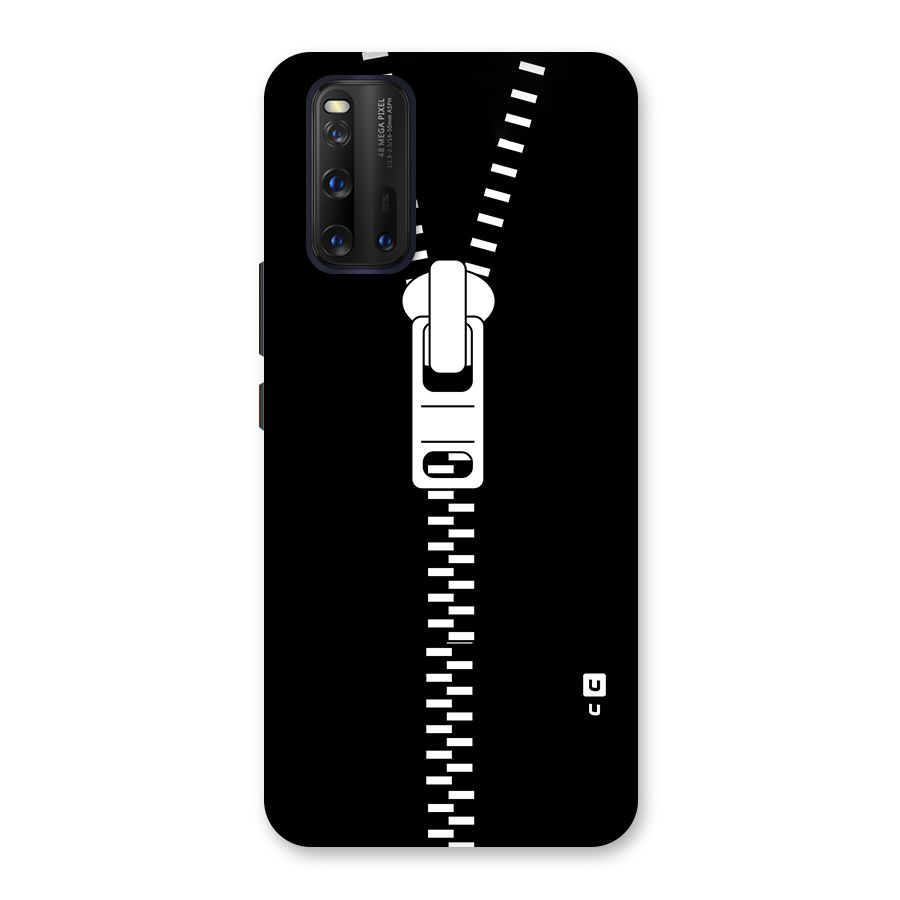Black Zipper Glass Back Case for Vivo iQOO 3