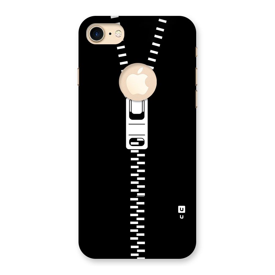 Black Zipper Back Case for iPhone 8 Logo Cut