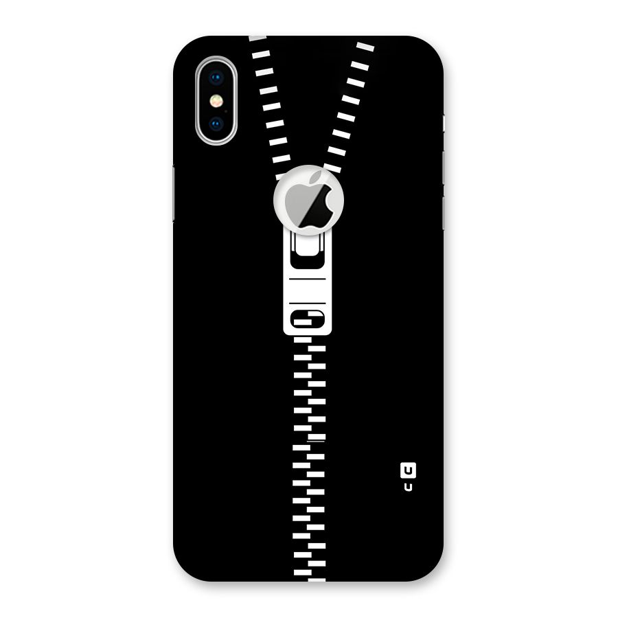 Black Zipper Back Case for iPhone X Logo Cut