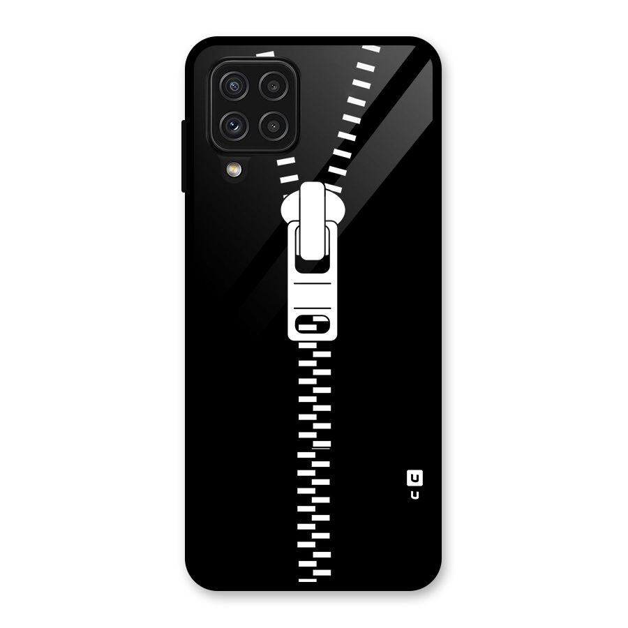 Black Zipper Glass Back Case for Galaxy A22 4G