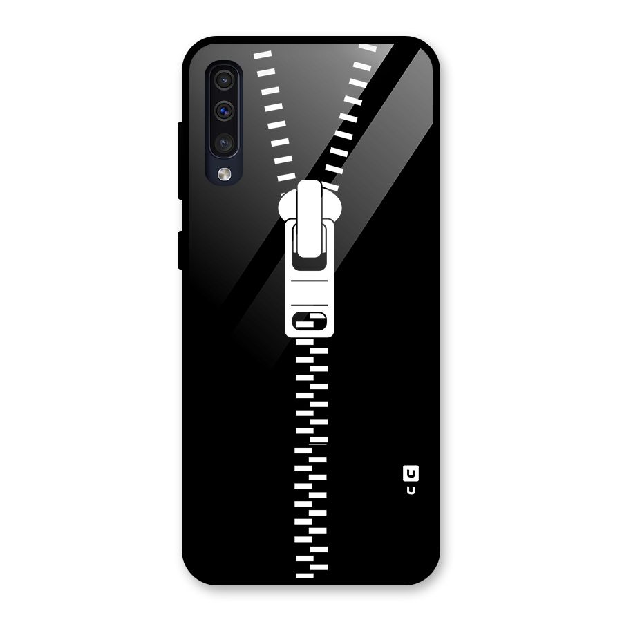 Black Zipper Glass Back Case for Galaxy A30s