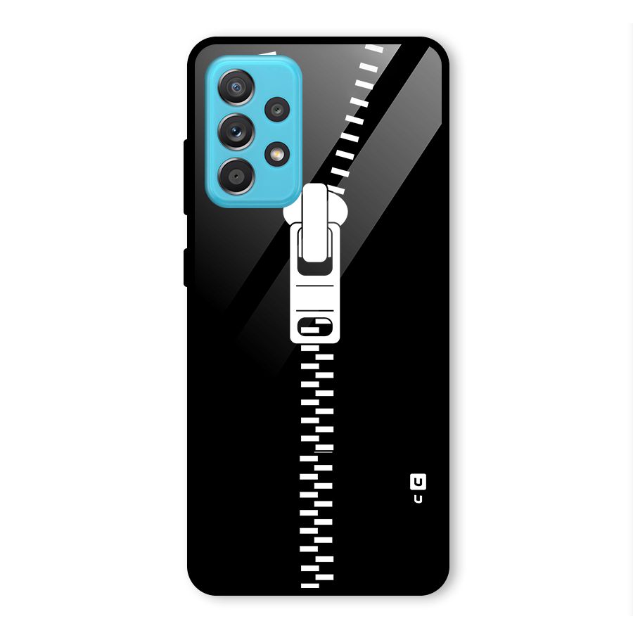 Black Zipper Glass Back Case for Galaxy A52