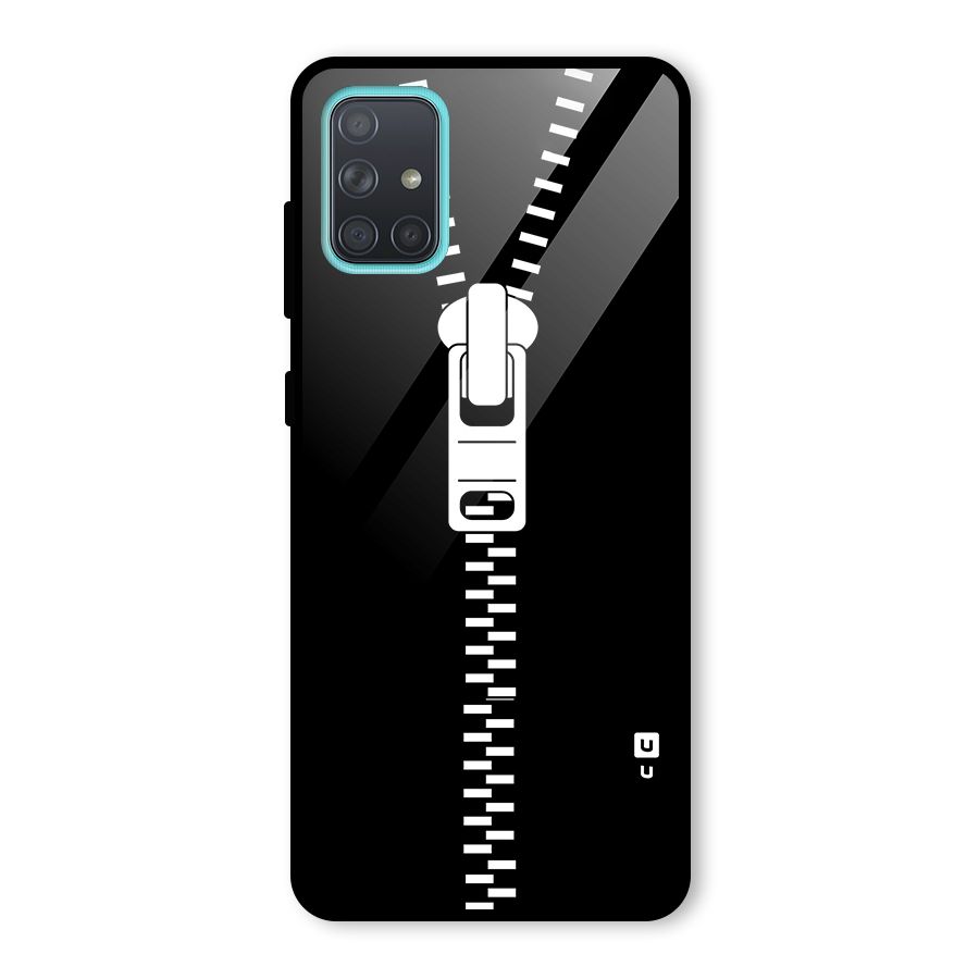 Black Zipper Glass Back Case for Galaxy A71
