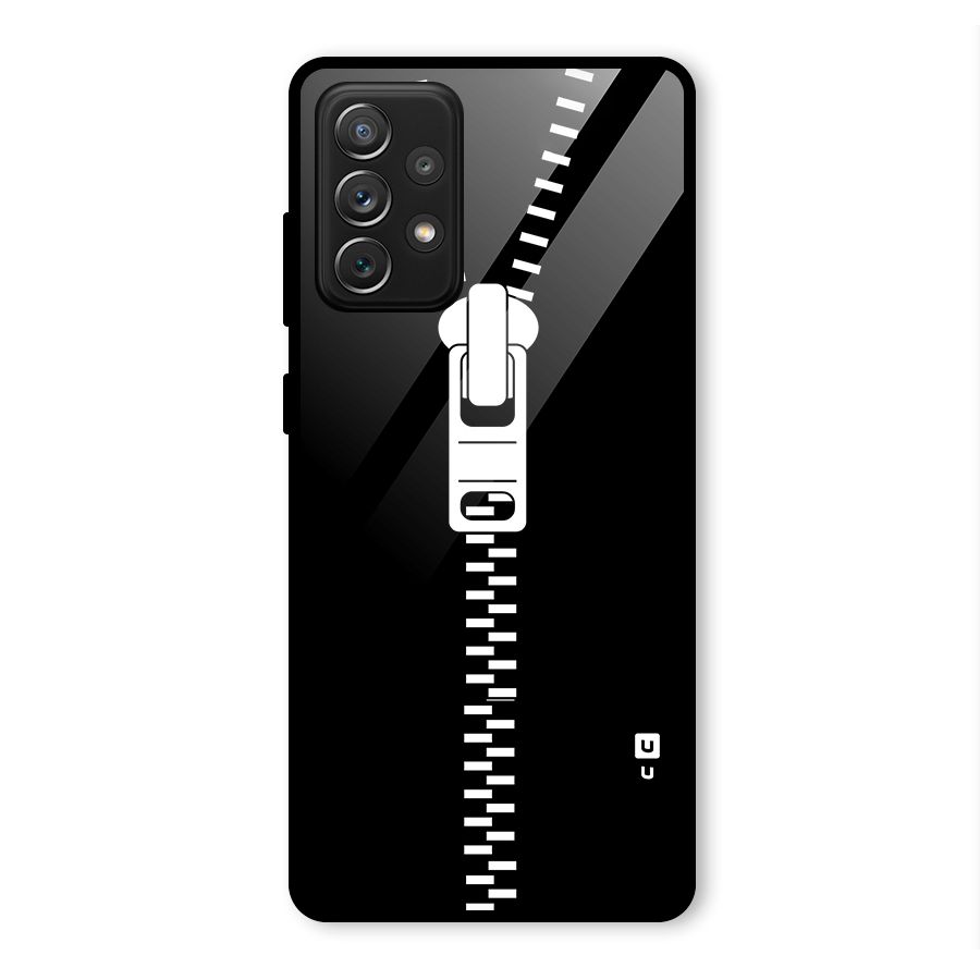 Black Zipper Glass Back Case for Galaxy A72