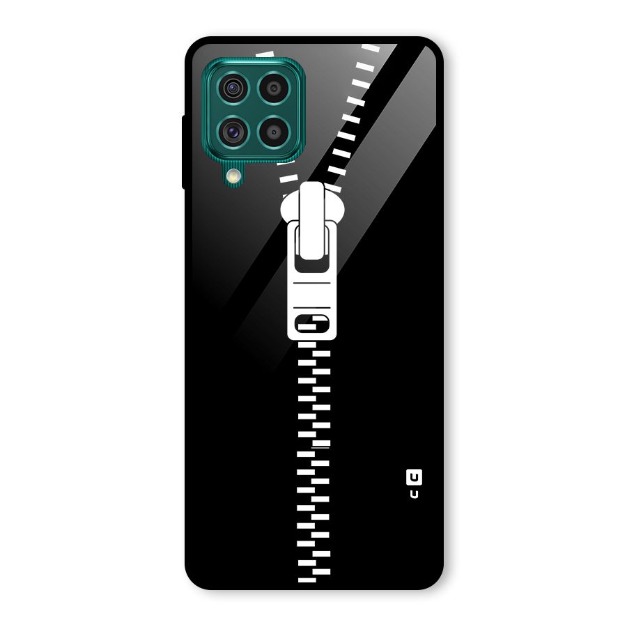 Black Zipper Glass Back Case for Galaxy F62