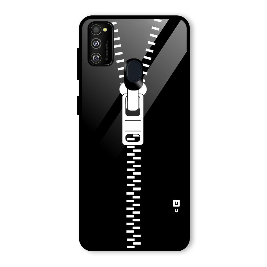 Black Zipper Glass Back Case for Galaxy M30s
