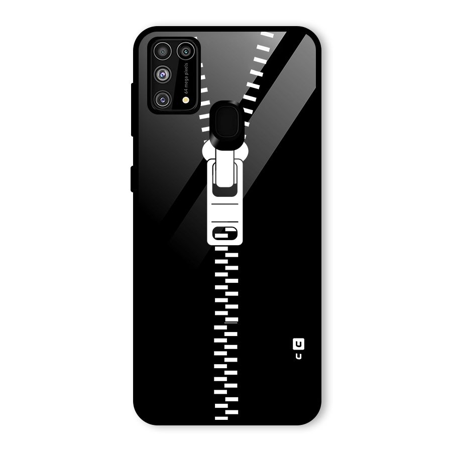 Black Zipper Glass Back Case for Galaxy M31