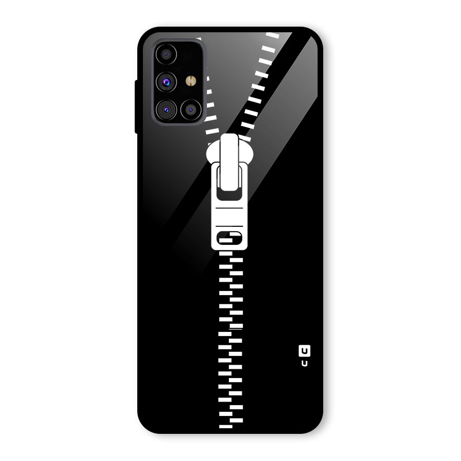 Black Zipper Glass Back Case for Galaxy M31s